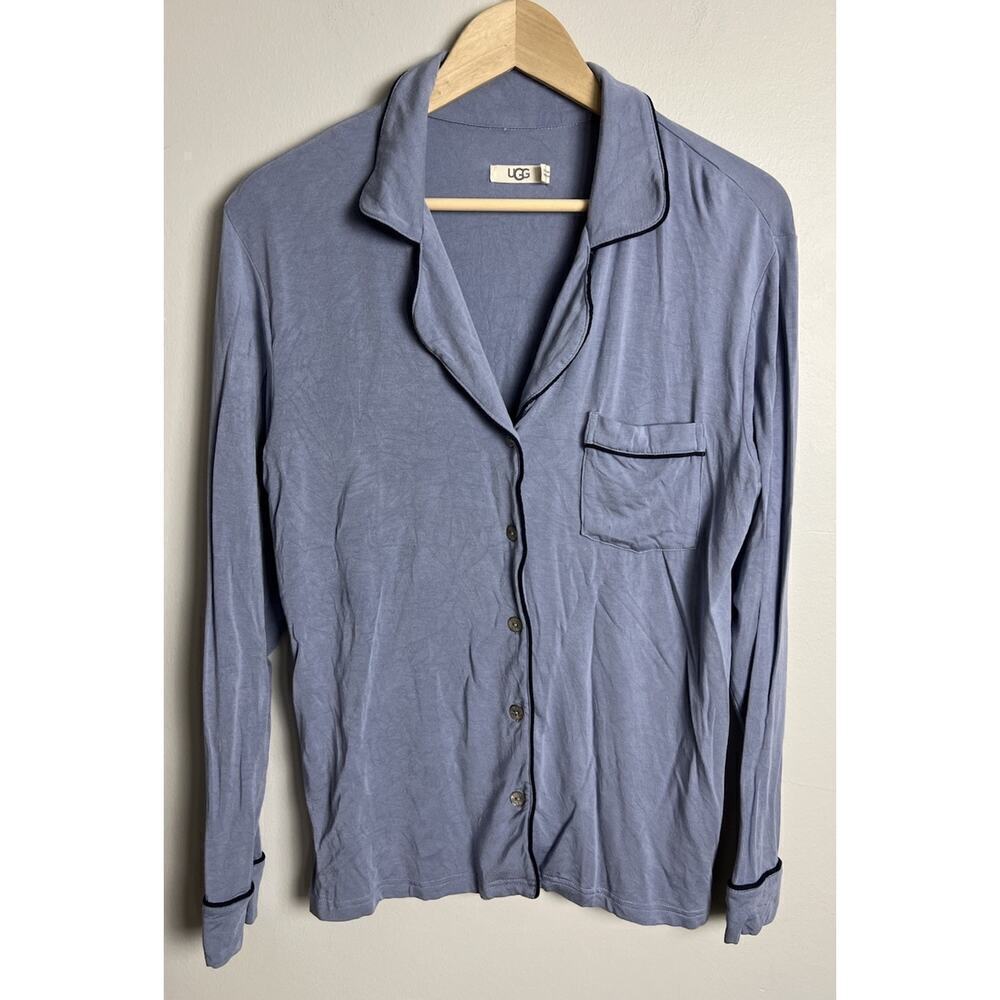 UGG Pajama Button-Up Top Long Sleeve Dusty Blue Size Medium Lightweight Women’s